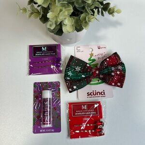 Lot lip balm jeweled hair pin scunci bow clip